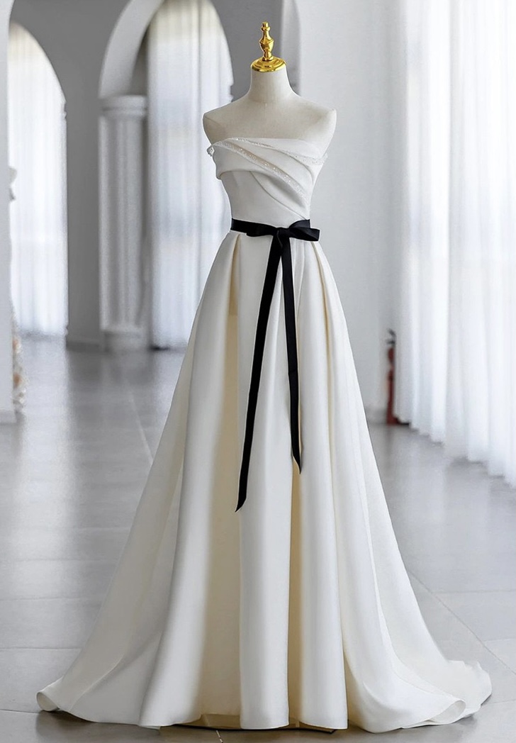 Strapless Bridal Dress,white Wedding Dress,simple Bridal Dress,sexy Wedding Dress,handmade