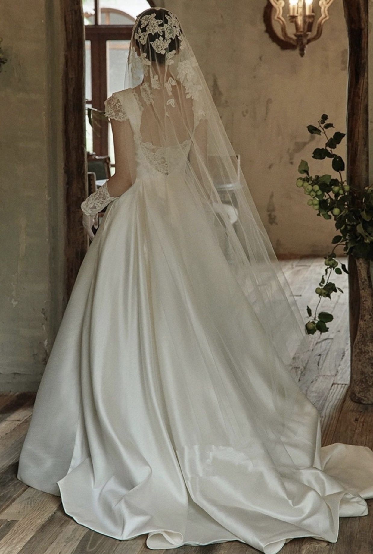 Cap Sleeve Wedding Dress,satin Bridal Dress,white Wedding Dress,chic ...