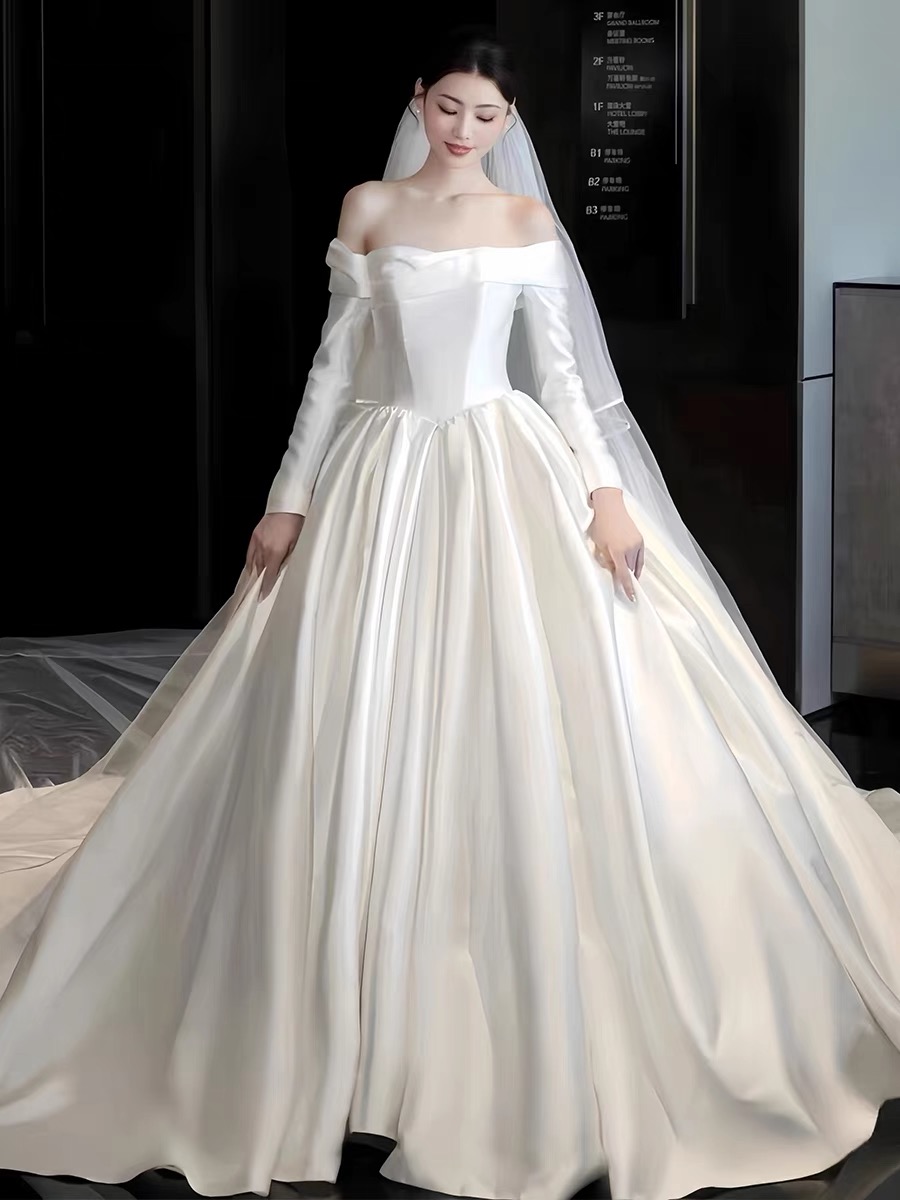 Off Shoulder Wedding Dress, White Wedding Dress, Elegant Bridal Dress ...