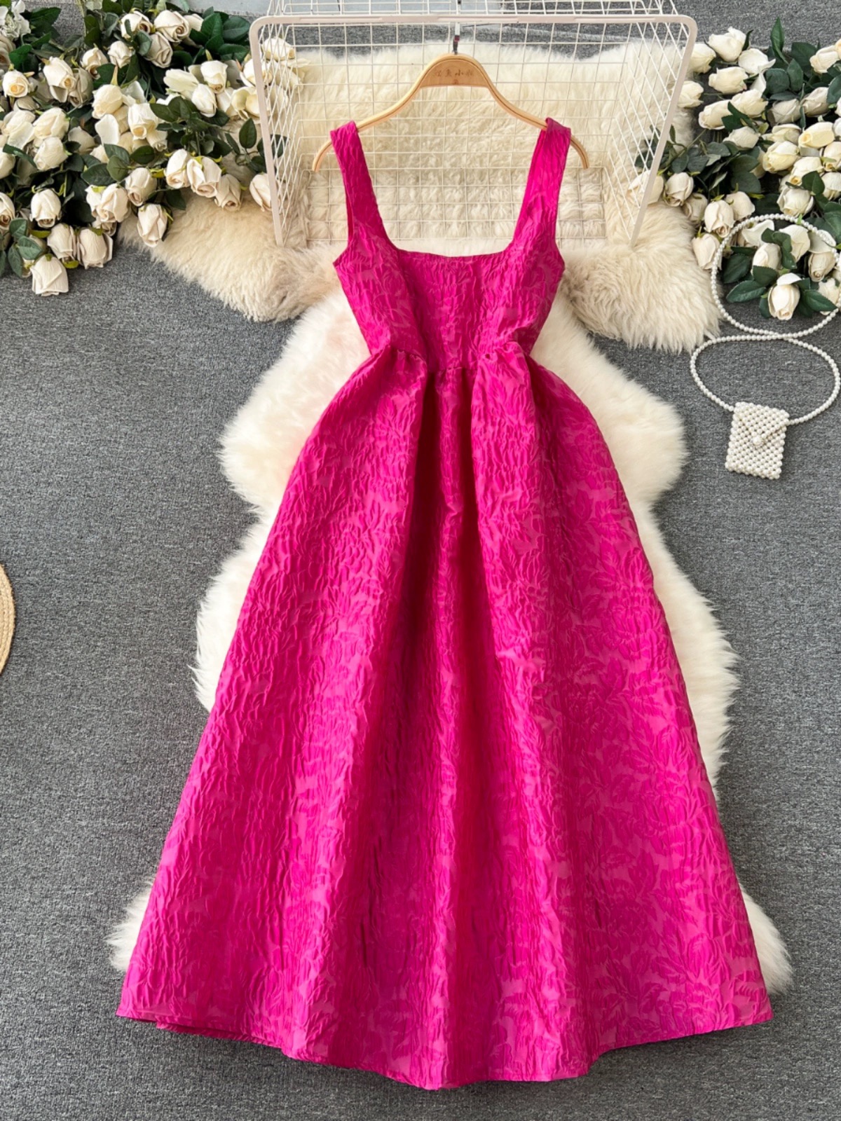 Luxury Style Senior Sense Halter Dress, Texture Grain Atmosphere Feeling Super Fairy Long Dress
