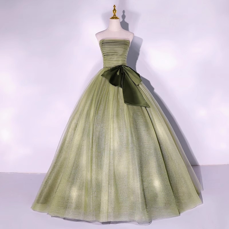 Light Green Prom Dress,strapless Evening Dress,fairy Ball Gown Dress,quinceanera Dress