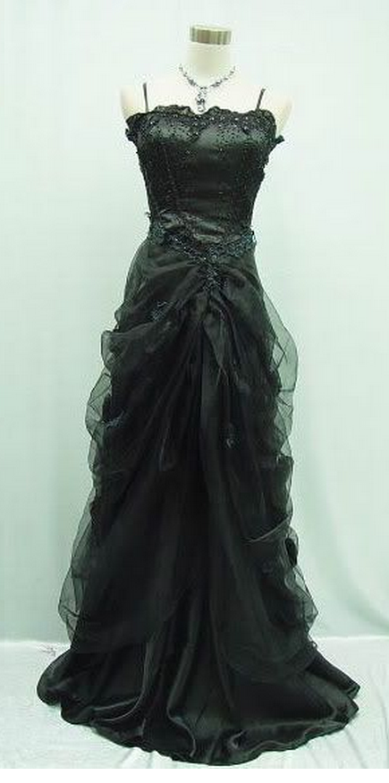 Charming Black Chiffon Prom Dress,sexy Spaghetti Straps Evening Dress With Lace,beading Prom Dress
