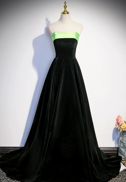 Strapless Prom Dress Dark Green Evening Dress Formal Velvet Dress