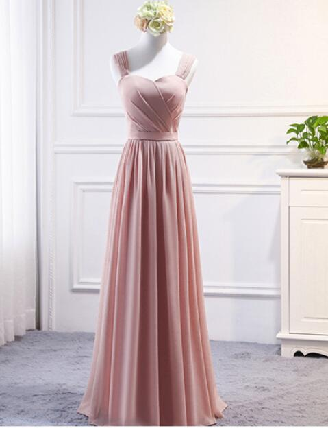 Pink Bridesmaid Dress Simple Chiffon Party Dress