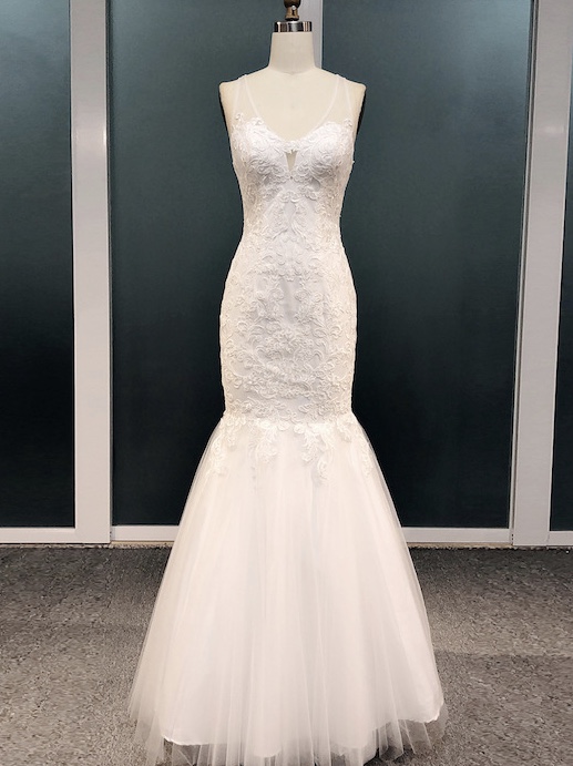 V-neck Wedding Dress Sexy Lace Mermaid Bridal Dress