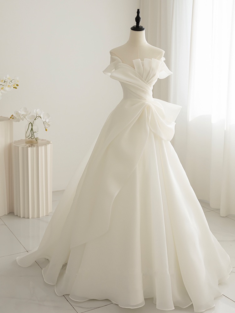Off Shoulder Chic Bridal Dress Unique White Wedding Dress