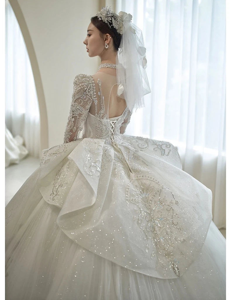 Elegant Sparkling Beaded Ball Gown Wedding Dress on Luulla