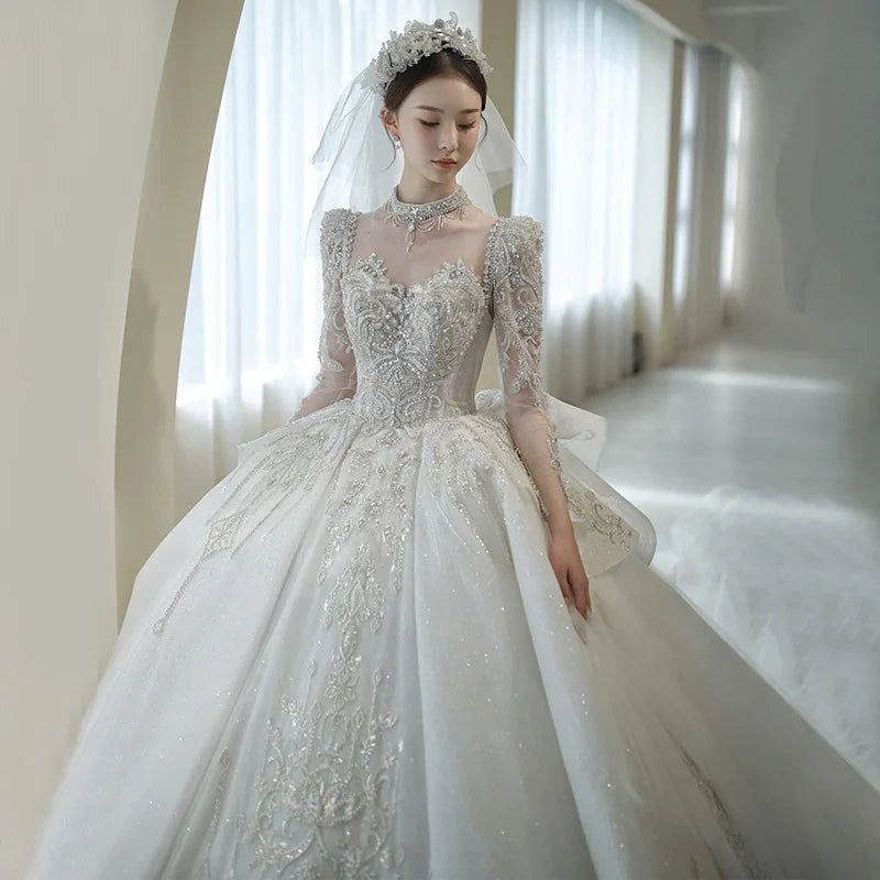 Elegant Sparkling Beaded Ball Gown Wedding Dress on Luulla