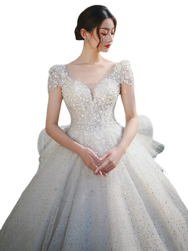 Beaded Gown with Glamourous Cap Sleeves main image 1