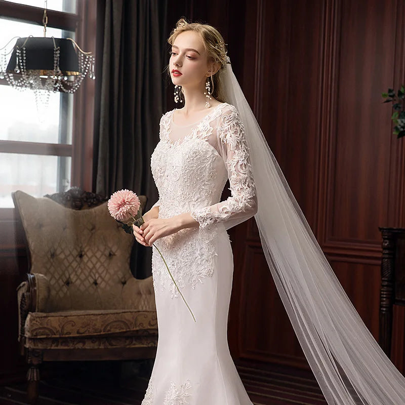 Long Sleeve Lace Mermaid Gown