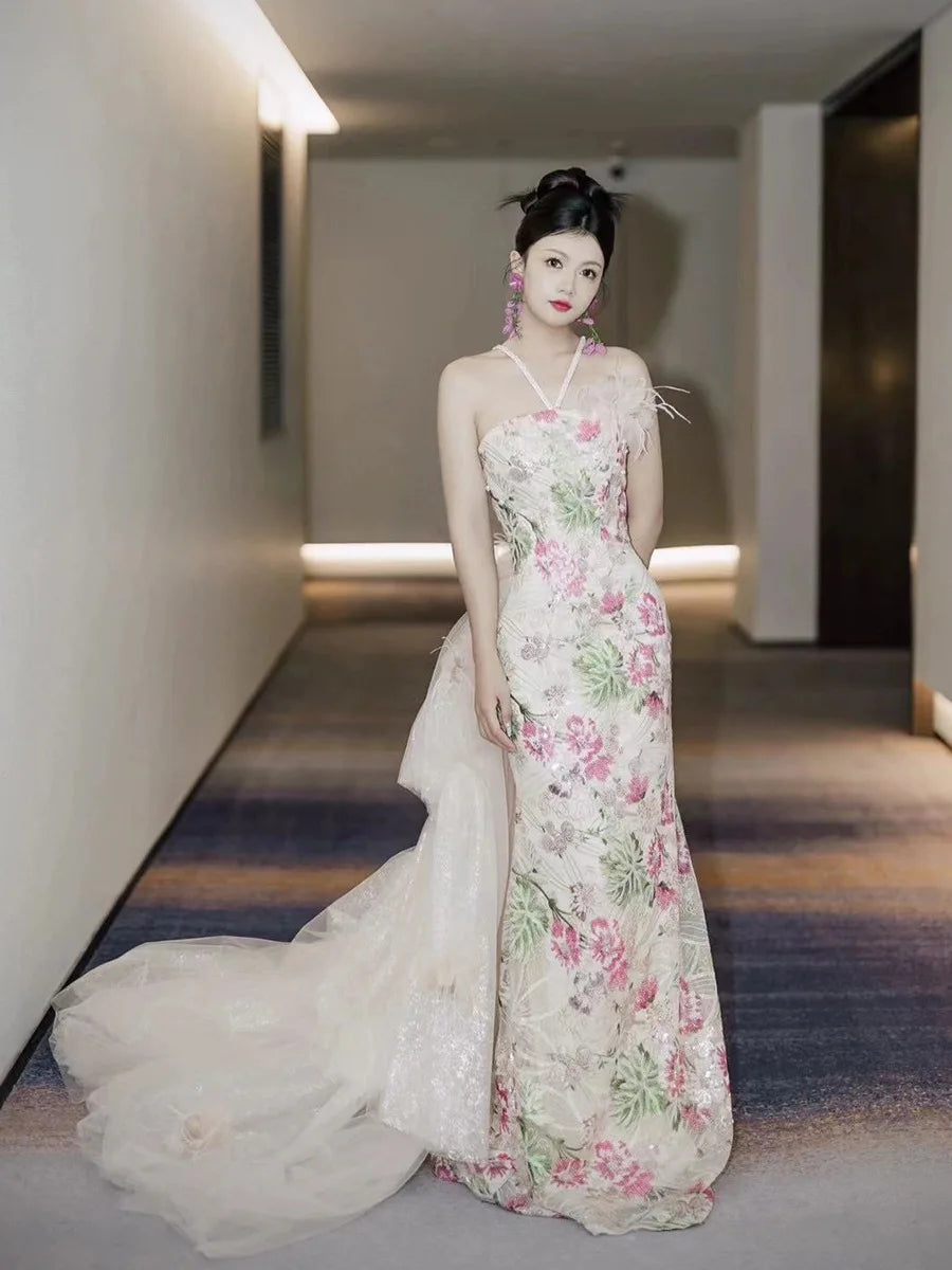 Mermaid Ruffled Evening Gown