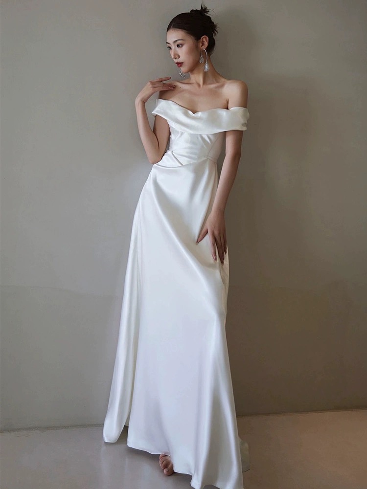 Off Shoulder Wedding Dress, White Wedding Dress, Elegant Bridal Dress ...