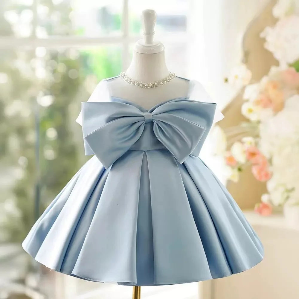 Elegant Baby Blue Dress With Big Bow on Luulla
