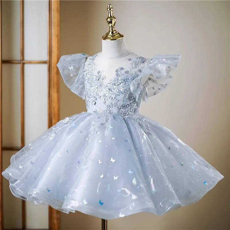 sachin and babi light blue dress The children were wild flower fairy wedding dress dress with long sleeves