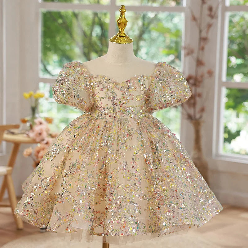 Sparkling Princess Sequin Tulle Dress For Girls