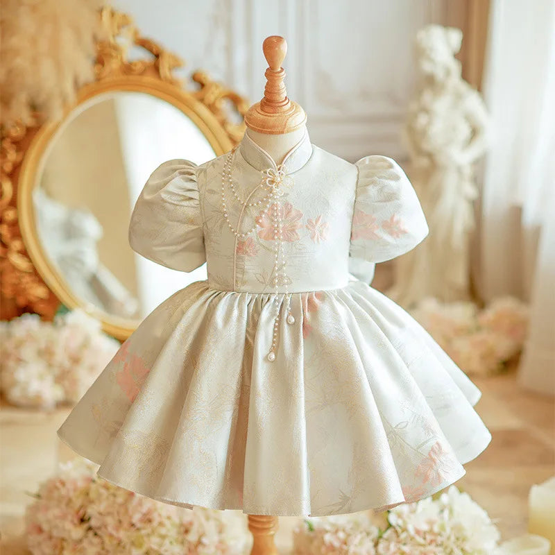 Elegant Floral Embroidered Baby Girl Dress