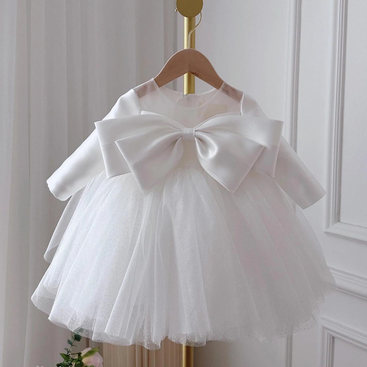 Elegant Baby Dress With Large Bow Accent