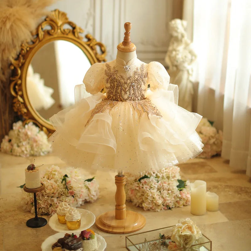 18296 Grey Tulle Layered Princess Dress