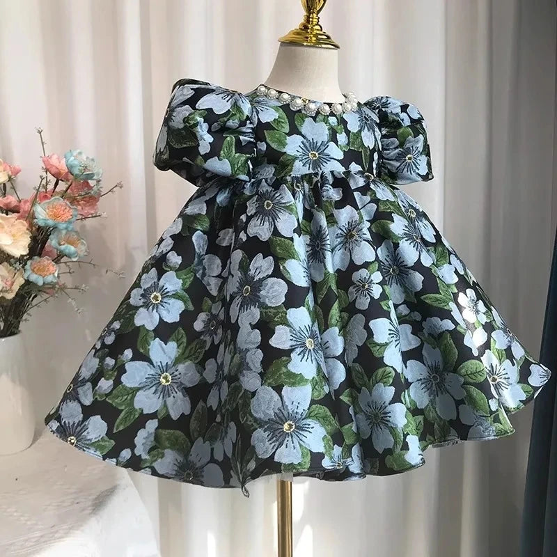 Floral Puff Sleeve Dress For Little Girls on Luulla