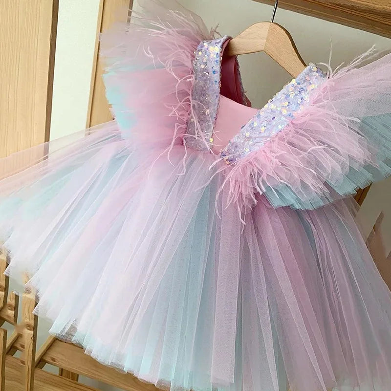 Pastel rainbow tulle dress store