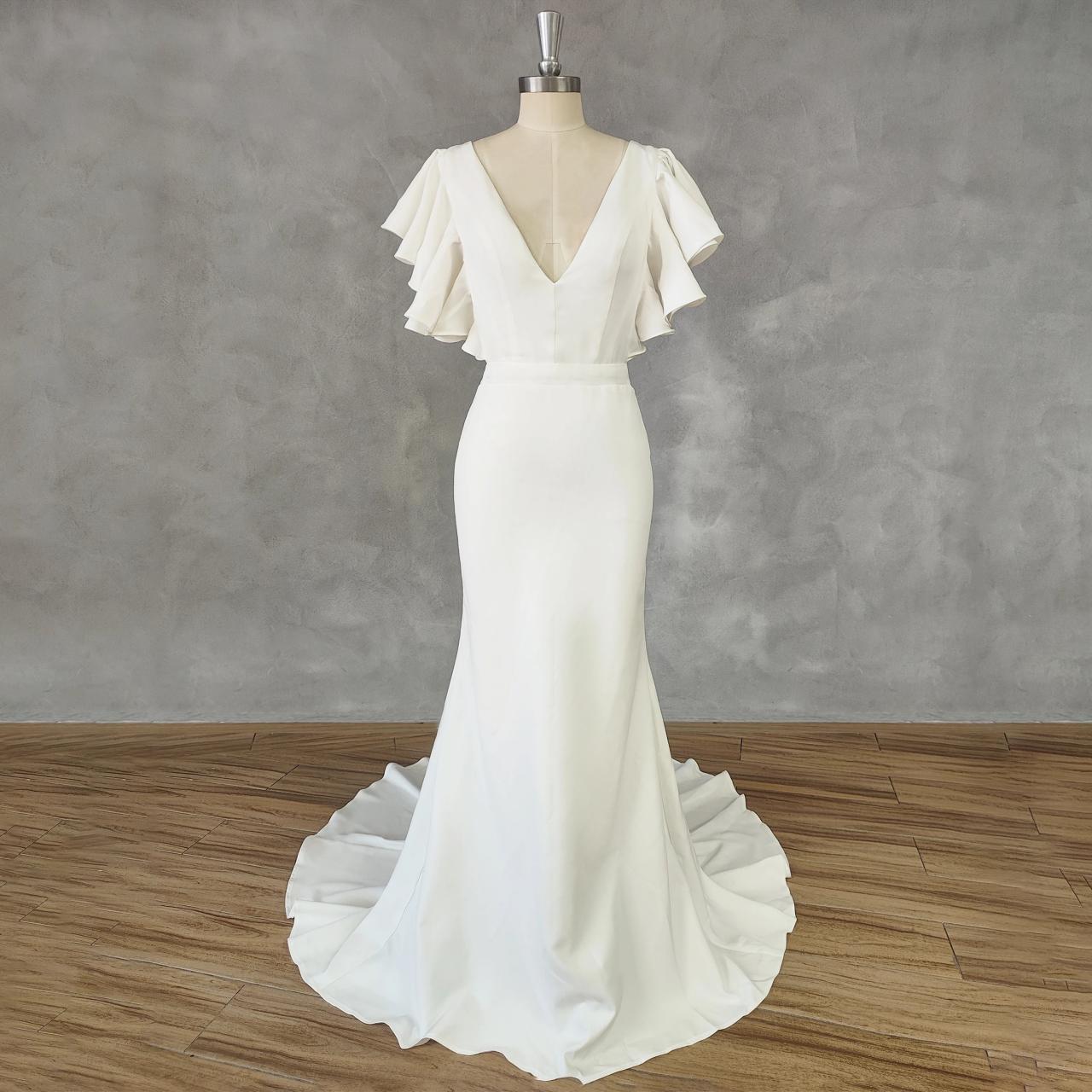 rose gold quince dresses CELINE / A Line Wedding Dress with Flutter Sleeves main image 0