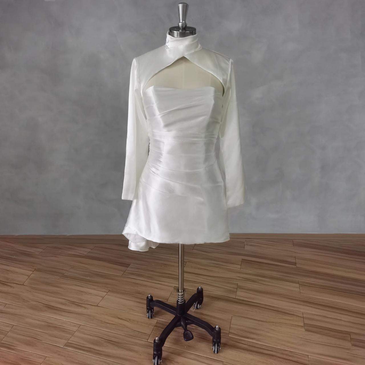 White Satin Long Sleeve Mini Dress