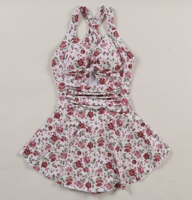 white christmas dresses Teal Floral Cute Full Coverage Swim Dress – Geode Swimwear main image 0