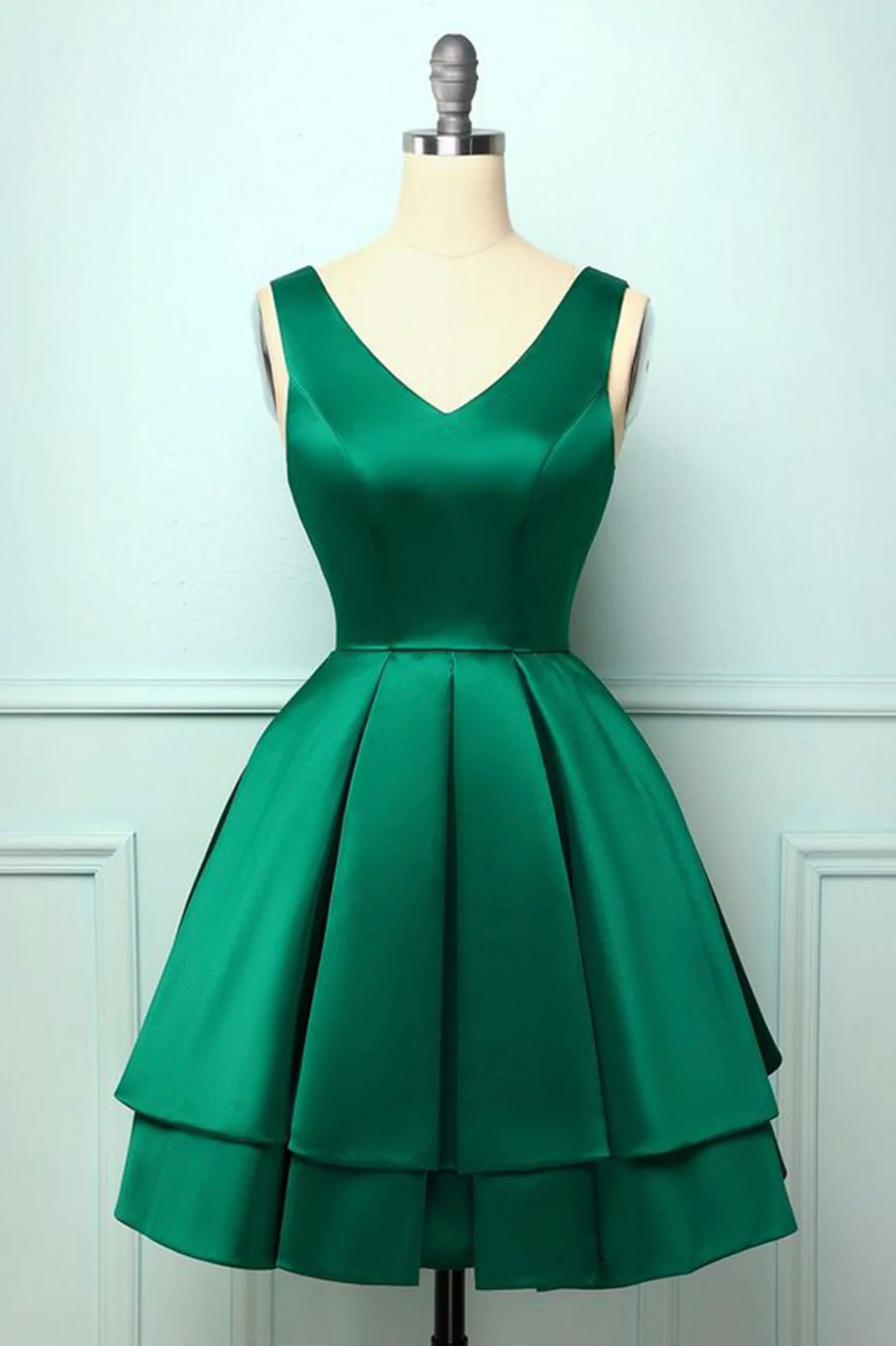Green Satin Short Prom Dresses, A-line Homecoming Dresses on Luulla