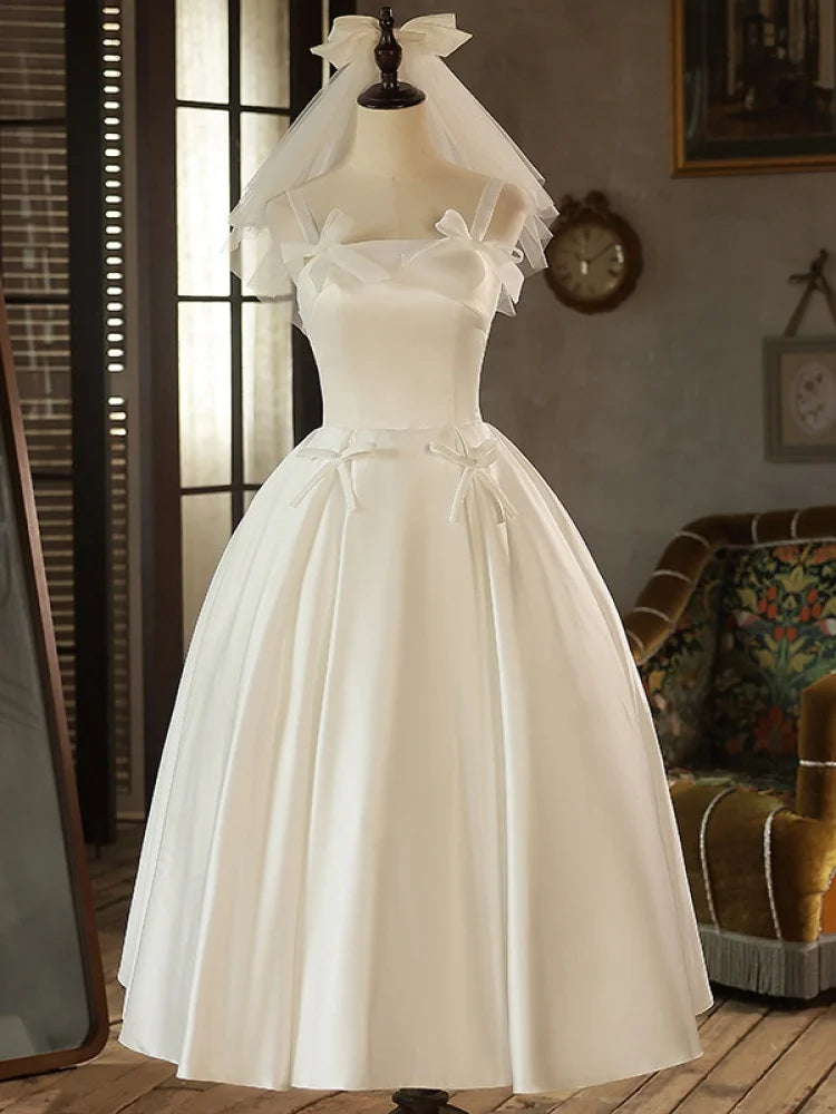 open lace back dress Korea Tulle A Line Long Prom Dress Puff Sleeve V Neck Floor Length Party  Gowns -