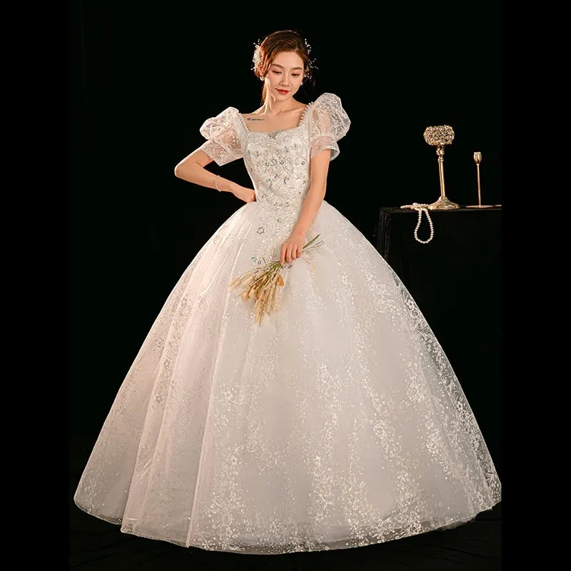 Stunning Lace Bridal Gown With Puff Sleeves on Luulla