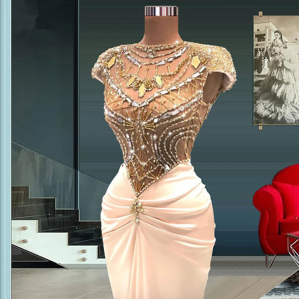 Luxurious Gold Sequin Sheer Bodice Evening Gown on Luulla