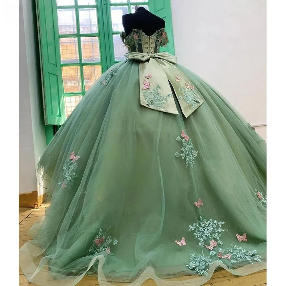 slim fit dress slacks V-neck Long A-line Mint Green Tulle Prom Dresses, Fairytale Prom Dress –  ClaireBridal main image 0