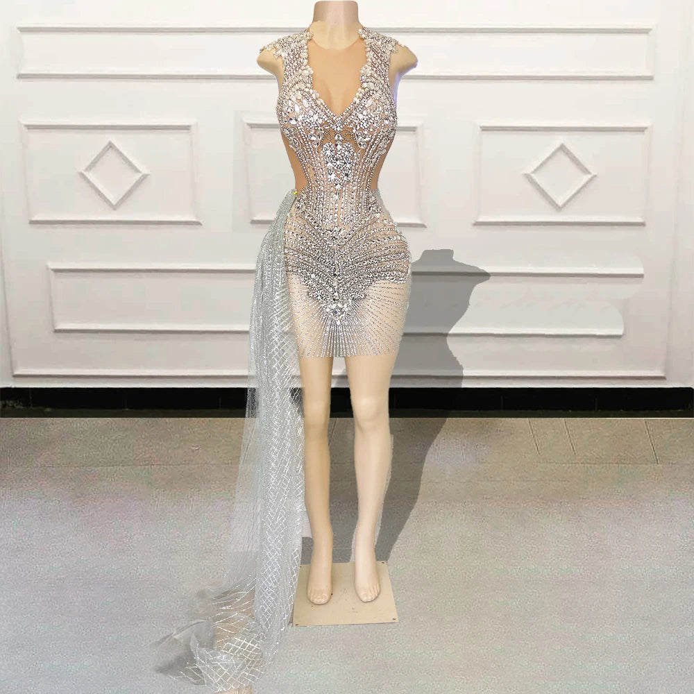 mesh jeweled dress Ice Babe Mesh and Rhinestone Dress  HARMONIA NY