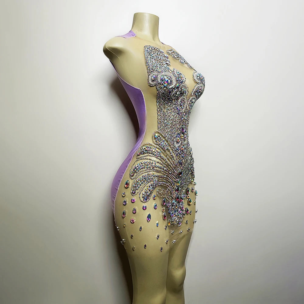 Sparkling Crystal Embellished Figure-hugging Evening Gown on Luulla