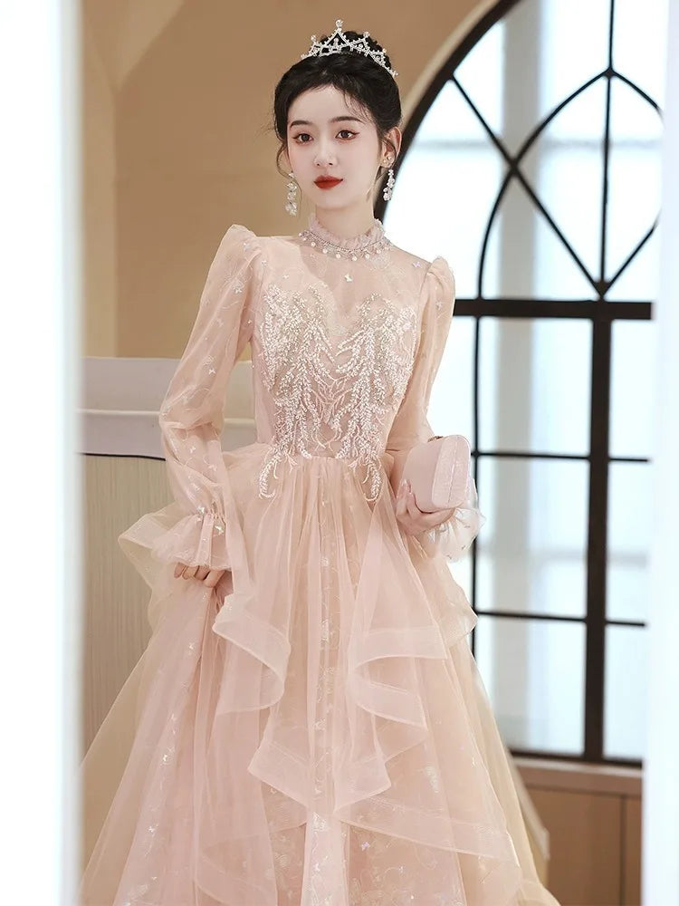Rose gold lace gown 2025