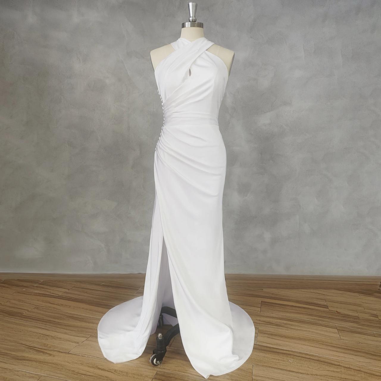 Stunning White One-Shoulder Ruched Maxi Dress