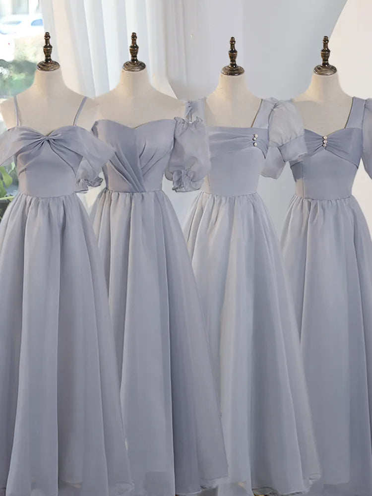 Off-shoulder Light Blue Chiffon Bridesmaid Dresses on Luulla