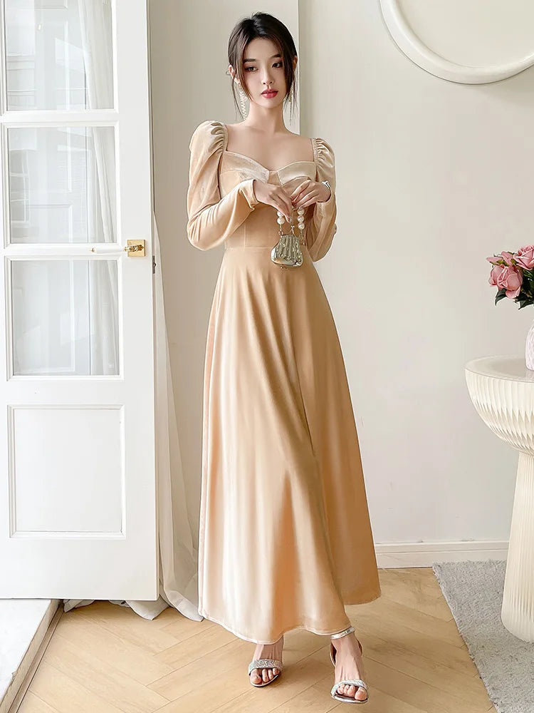 white christmas dresses Meghan Velvet Wrap Maxi — Champagne main image 0