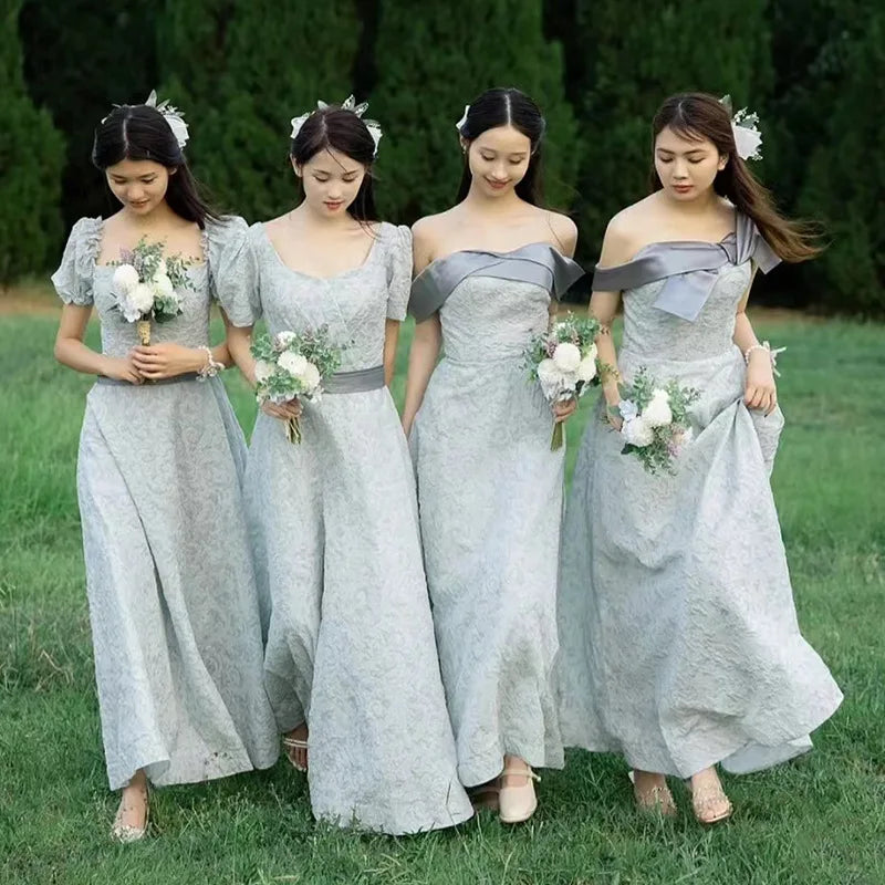 French Off Shoulder Bridesmaid Dresses For Women Spring Autumn Sisters  Group Dresses Girl Birthd on Luulla