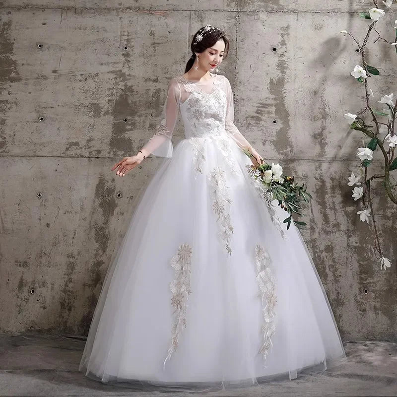 Luxurious Lace Long-sleeve White Bridal Gown on Luulla