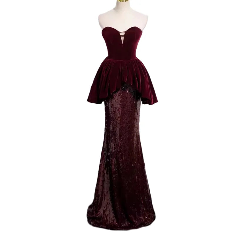 red velvet peplum dress Velvet Versailles Peplum Dress PREORDER XL
