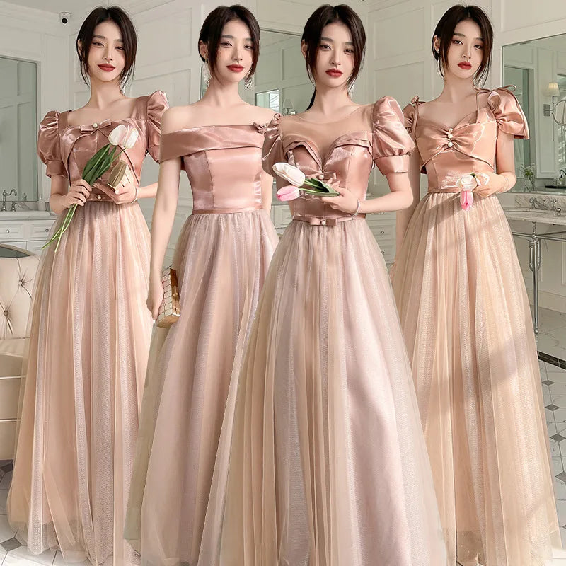 pictures of junior bridesmaid dresses Rose Gold Sequin Mermaid Long Bridesmaid Dress, Maid of honor Dresses,  MB150 – Musebridals main image 0