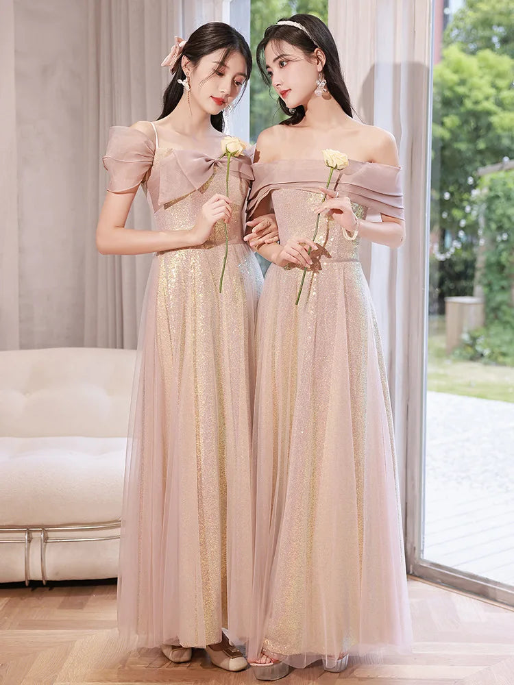 flutter sleeve crepe satin ruffle bridesmaid dress Long Formal Flutter Sleeves Bridesmaids Dress