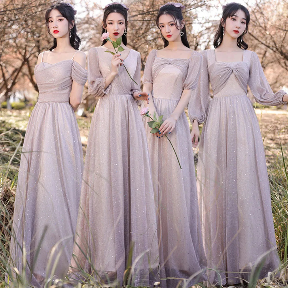 Chiffon Bridesmaid Dresses With Sheer Sleeves on Luulla