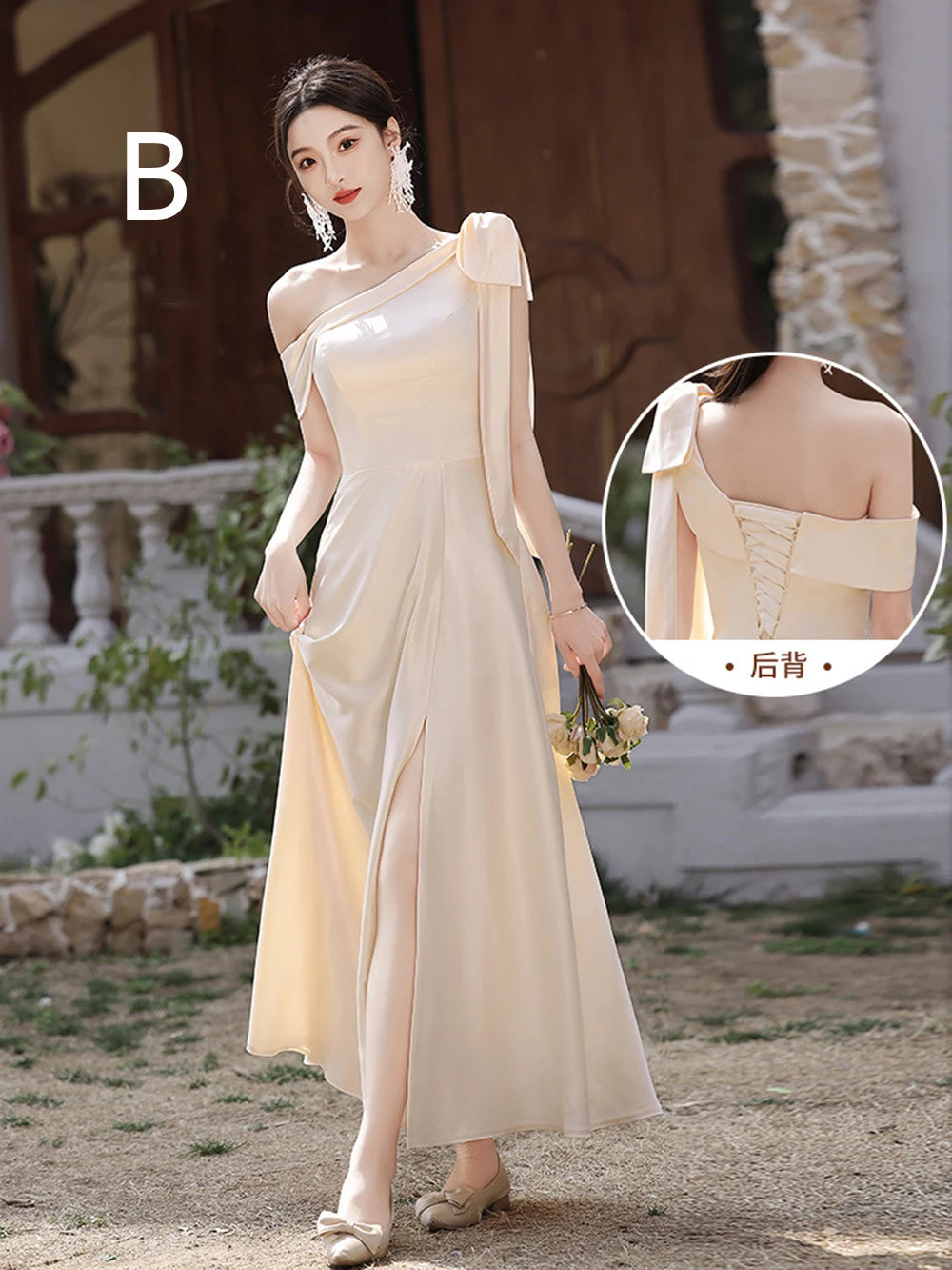 Chic Off-shoulder Floral Bridesmaid Gown With Ruffles on Luulla