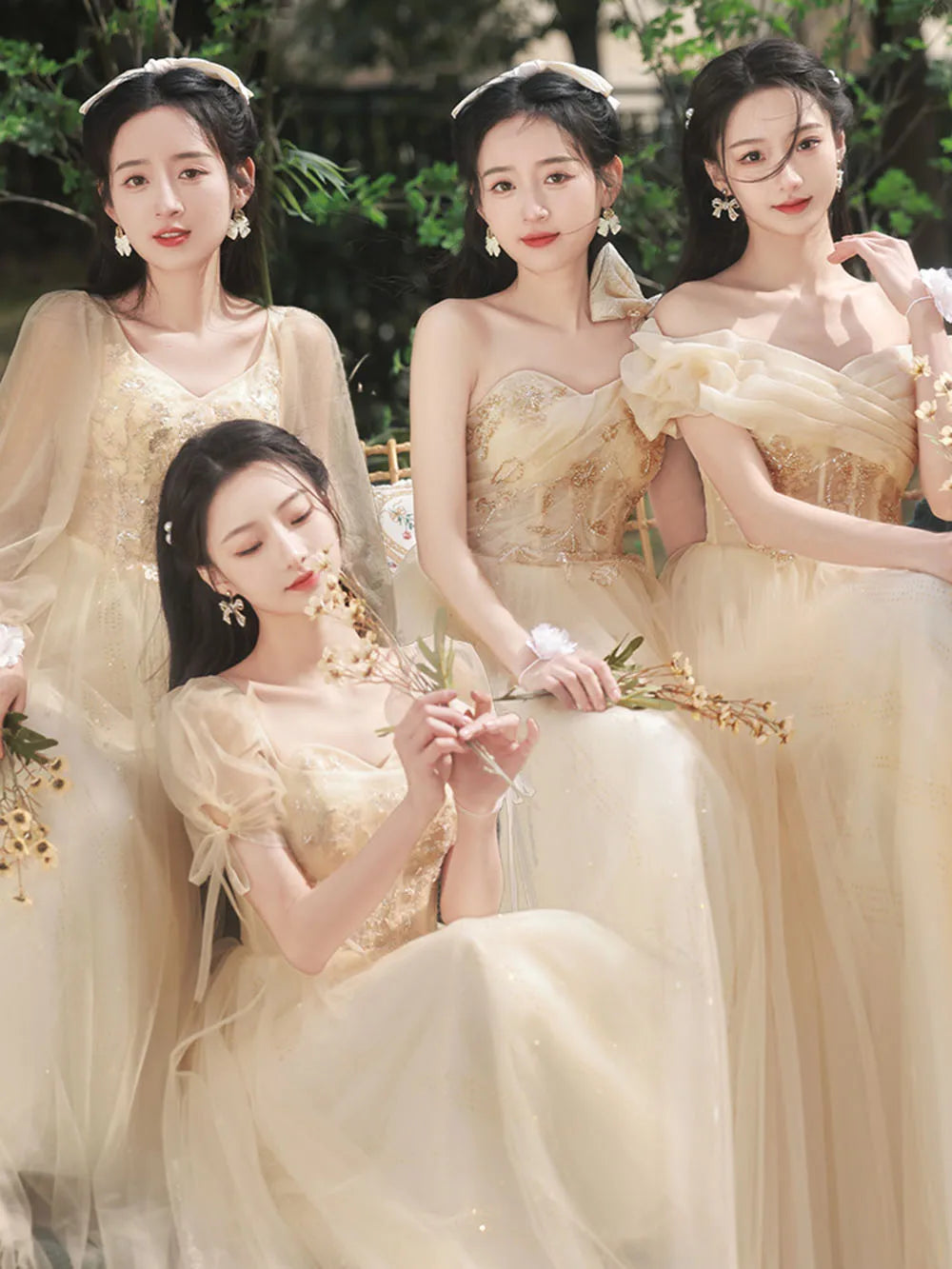 gold floral bridesmaid dresses Floral and Vine Embellished Gold Leaf Gown – Stage 9 Secrets