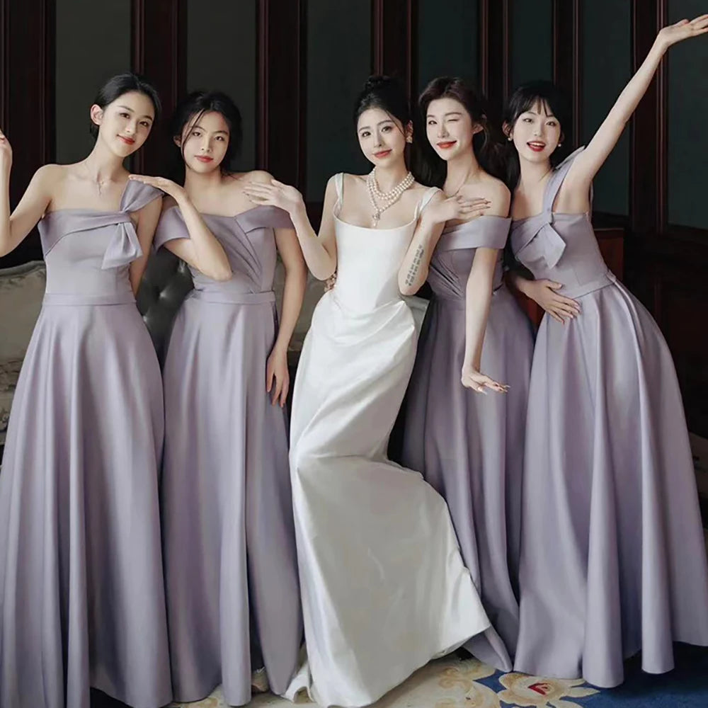 Lavender Bridesmaid Dresses With Off-shoulder Design on Luulla