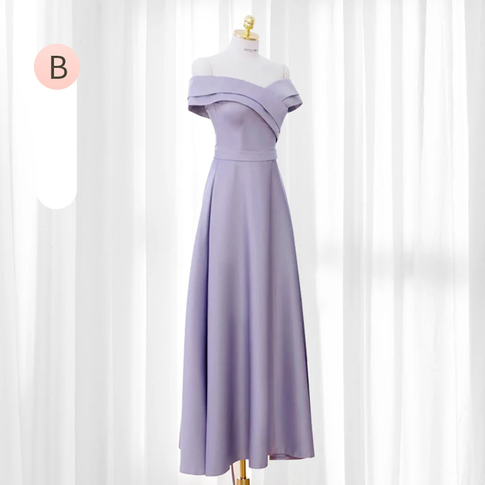 Lavender Bridesmaid Dresses With Off-shoulder Design on Luulla