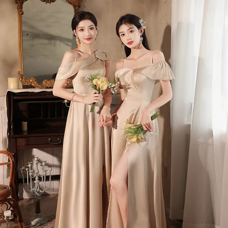 Off-shoulder Bridesmaid Dress With Slit Design on Luulla