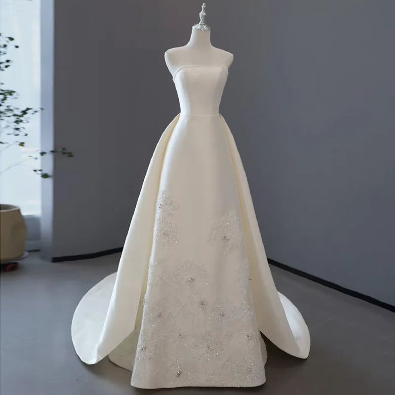 heavy satin wedding dress Garbo Wedding Dress